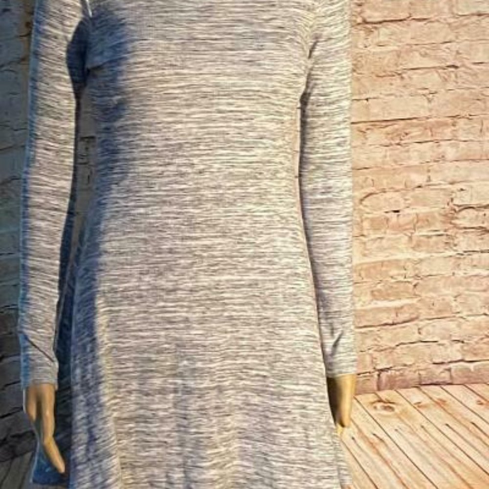 * Miami Women's Grey & White Striped Stretchy Dress Made In USA Size M